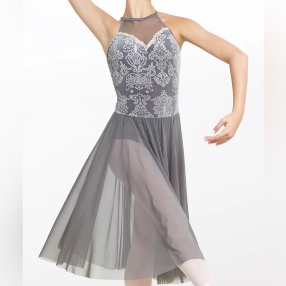 2x Weissman Grey Velvet Ballet Costume - Picture 1 of 7